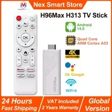 Nouveau H96Max H313 TV Stick 4K, Android TV 14, Quad Core ARM Cortex A53, WiFi 6 multimédia de Streaming Portable, Dongle de télévision intelligente Netflix